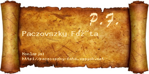 Paczovszky Fáta névjegykártya